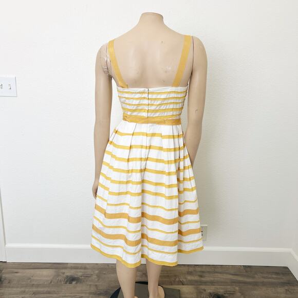 [Anthropologie] Moulinette Soeurs Golden Yellow Striped Fit & Flare Dress Size 4 - Picture 3 of 12